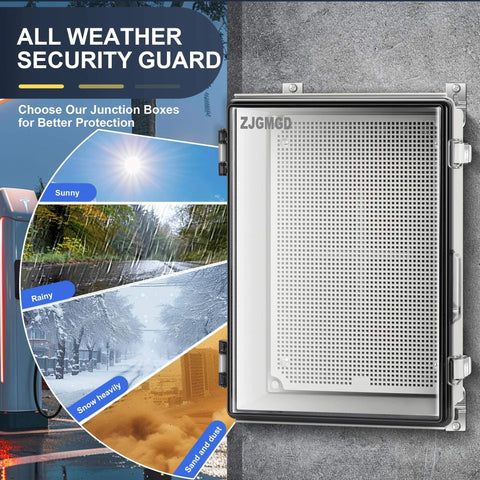 Beefy Outdoor IP67 Waterproof Junction Box Enclosure With Hinged Cover ABS Plastic Stainless Steel Buckle Weatherproof