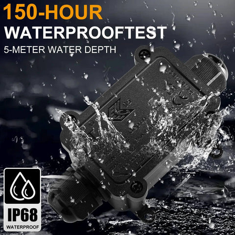 IP68 Waterproof Outdoor Junction Box Built Tough For Real 2 Way Electrical Box With Two M20 Cable Gland Connectors submerged in water