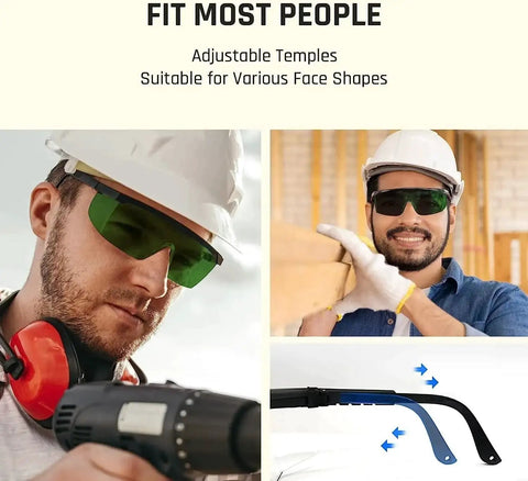 Men wearing IPL Laser Safety Glasses 200 To 2000nm Eye Protection For Hair Removal shown in workplace setting with adjustable temples
