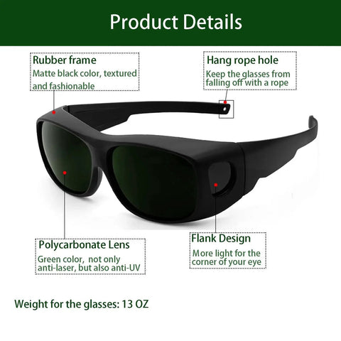 IR Five Point Zero Welding Safety Glasses with UV protection, wrap-around design, matte black rubber frame, polycarbonate lenses.