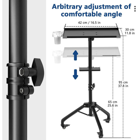 Durable Iron Alloy Salon Tray Cart on Wheels With Adjustable Height and 360 Degree Swivel Easy Clean Tattoo Tray Stand for Spa