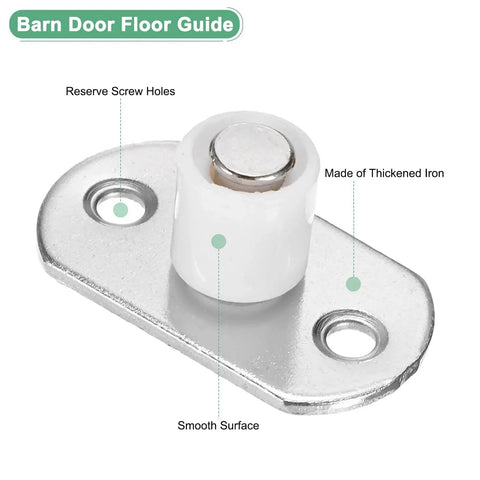 Two Pack Sliding Roller Guides For Barn Doors And Closet Doors, 4mm Diameter White Floor Guides shown with reserve screw holes.
