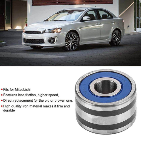 Heavy Duty Generator Bearing 8 X 23 X 14 Mm Replacement 23721AA040 For IR IF Alternators OEM Equivalent Iron Alternator Bearing BRG0061 Compatible Fits Most Generators shown next to a car and product details.