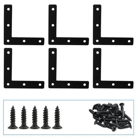 10Pcs 3 x 3 Inch L Bracket Corner Brace (80 X 80mm), Iron Flat Corner Bracket, Metal L Shaped Support Brace, Right Angle Repair Plates with Screws