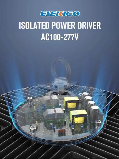 ELEKICO isolated power driver component for Crazy Bright 250W UFO High Bay LED Shop Light Two Pack 35000 Lumens at 5000K.