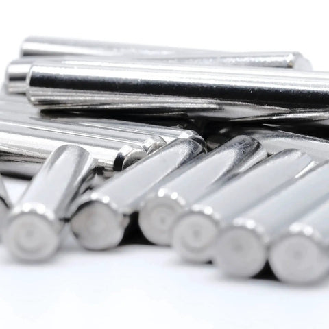 Close-up of 6x40mm steel dowel pins from Ivar Shelf Dowel Pins Replacement Pack Of 24 6x40mm Compatible With IKEA Part 101324 For IVAR Bookshelf