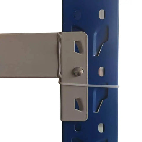 Heavy Duty J Bolt Safety Pins For Pallet Racks And Shelving Systems Lokatall 50 Pack Universal Drop Pins close-up view installed