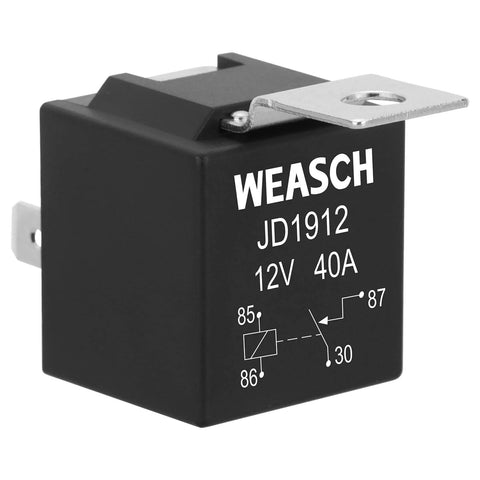 2 Pack JD1912 12V 40A Car Relay SPST Four Pin Waterproof Auto Electrical Switch with Ag Alloy Contacts, black cube design