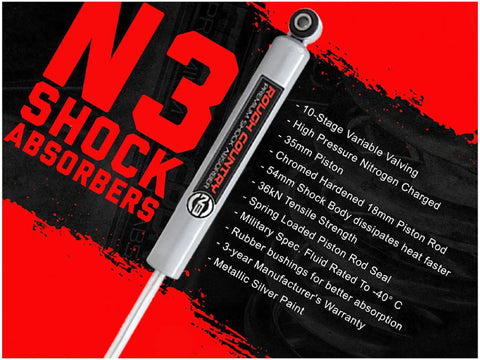0-3 Inch N3 Rear Shock Absorbers for 1997-2006 Jeep Wrangler TJ 54mm Shock Body with detailed features description