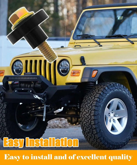 Close-up of 4.0L Valve Cover Torque Limiter Sleeves and Bolts Fits for Jeep Wrangler TJ, with yellow zinc finish, part number 53020598AB.