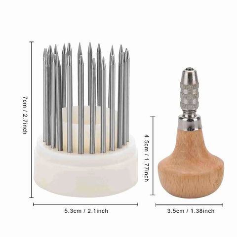 Pro Grade 23 Piece Jewelry Engraving Tools Set With Bead Reamer, 23 Sizes 1 To 23mm, including metal tools and wooden handle.