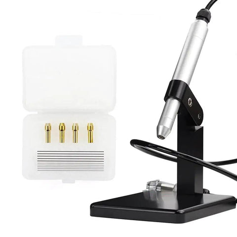 Jewelry Spot Welding Pen With Tungsten Needle Clip And Pole Clip, Pro Grade High Purity Tungsten Steel Round Rod Set on stand