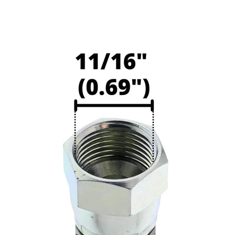 Close-up of crimped JIC fitting on One Half Inch hydraulic Hose Assembly 72 Inch Long With Crimped Female JIC 37 Degree Fittings At Both Ends
