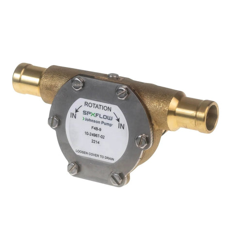 Johnson Pump 10-24967-02 F4B-9 Impeller Pump brass body with connectors, front view
