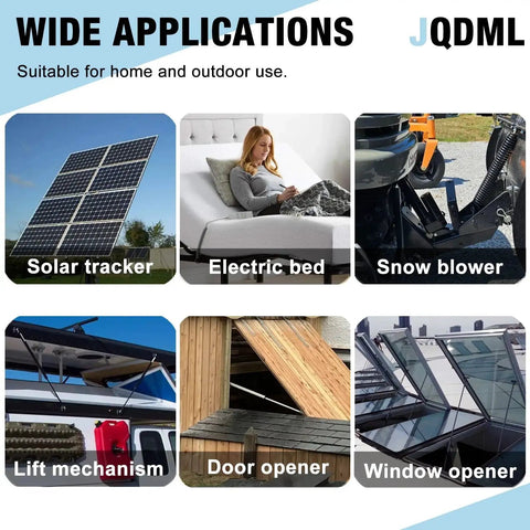 Wide applications of Heavy Duty 12V Linear Actuator With 8 Inch Stroke 176 Lbs Load IP65 for solar trackers and door openers.