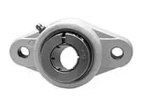Front view of 1-1/4 in Kanigen Accu-Loc sealed 2-bolt flange row ball bearing, NFL207 polymer housing, wide inner ring, concentric collar lock
