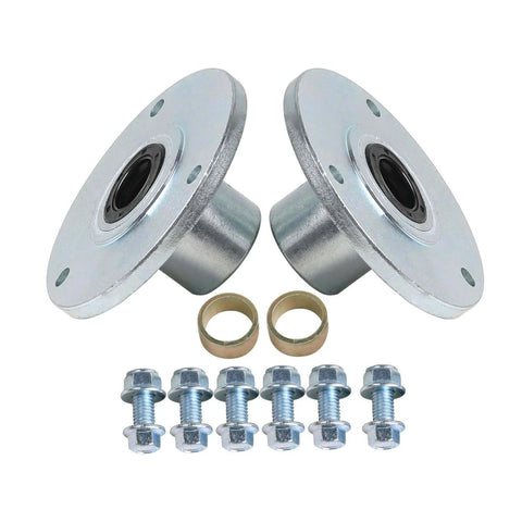 145/70-6 Go Kart Racing Tires - 6 Inch Tubeless Wheels with 3 Stud Hubs showing two metal hubs with bolt set for karting