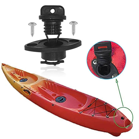 Heavy Duty Kayak Drain Plug Kit With Screws For Scupper Plugs And Boat Gear, 25mm Outside Diameter, 1 Inch Fit installed on red kayak