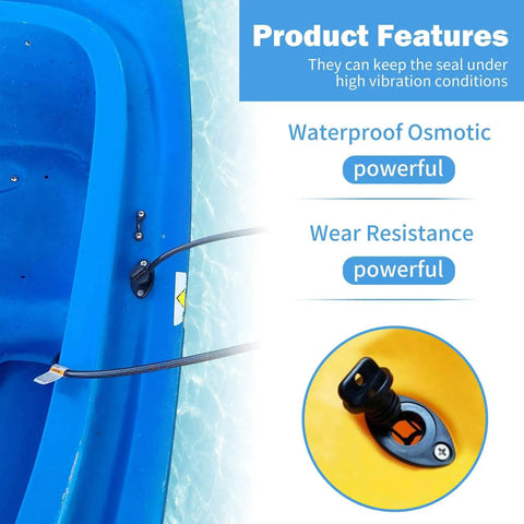 Heavy Duty Kayak Drain Plug Kit With Screws For Scupper Plugs And Boat Gear, 25mm Outside Diameter, installed in kayak hull