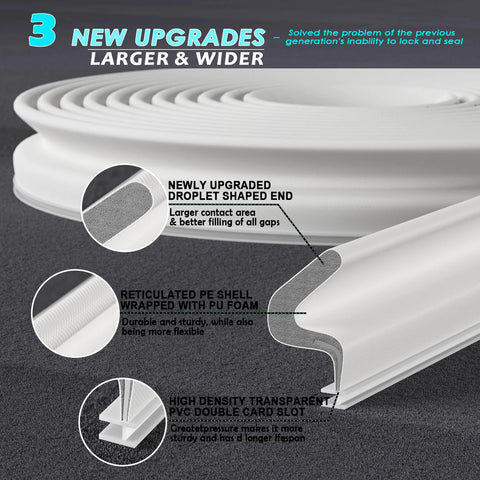 Pluden 40FT white door weather stripping roll with droplet-shaped end for kerf front exterior door sealing