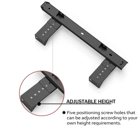FRMSAET Sliding Keyboard Drawer Tray Hardware adjustable mounting brackets, 12 inches, black, for under-desk installation, close-up view.