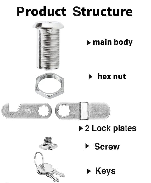 Keyed Alike Cam Lock Set One And One Eighth Inch Fits Cabinets File Drawers Mailboxes RV Storage Zinc Alloy Ten Piece components