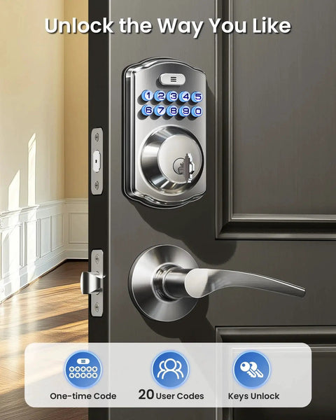 Keyless Entry Door Lock With Dual Lever Handles And Electronic Keypad Deadbolt For Easy Installation And Secure Access