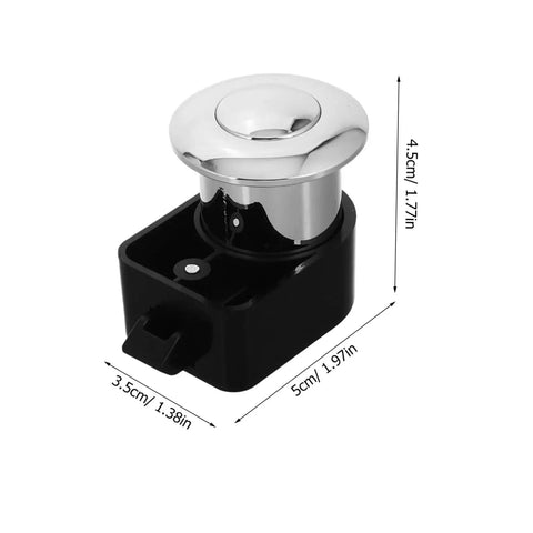 Unomor RV drawer lock push-button latch with chrome round button and black housing