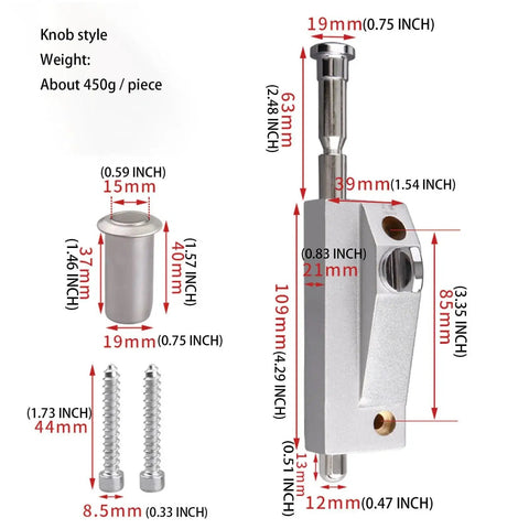 Diagram of Sliding Patio Door Lock Keyless With Door Latch, alloy stainless steel, showing dimensions for glass and patio doors.