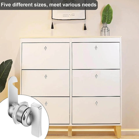 Keyless thumb cam locks for cabinets, RV storage and compartments offer effortless one handed access, seen in dresser.