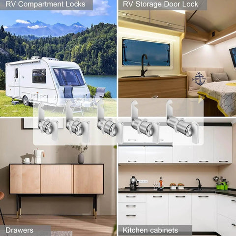 Image of keyless thumb cam locks for cabinets, RV storage and compartments offer effortless one handed access, secure latching.