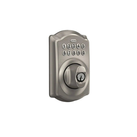 Camelot Keypad Deadbolt With Electronic Keyless Entry Lock Satin Nickel Finish for Front Door Back Door Home Office and Garage Battery Powered