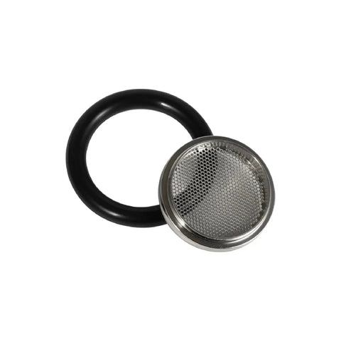 Top Notch Vacuum Flange Filter Screen Bracket For KF25 Vacuum Systems With 40 Mesh SS304 And FKM O Ring shown with mesh and ring.