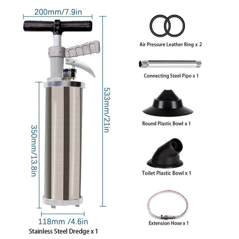 Portable High Pressure Kinetic Toilet Plunger Air Blaster Pump For Clogged Toilets Drains Bath Shower Kitchen with accessories