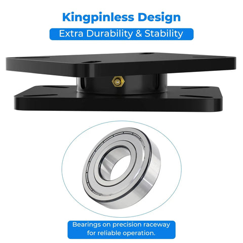 Greaseable 5000 Lb Rating Heavy Duty Bearing Plate Turntable For Workstations And Displays, black steel platform, kingpinless design