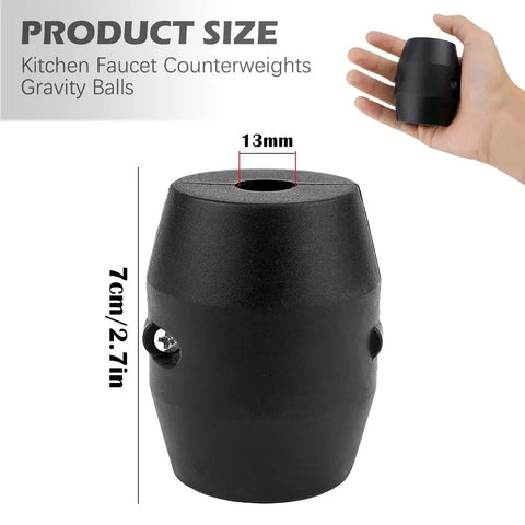 Universal Hose Weight Ball Replacement For Kitchen Pull Down Faucets With Screw Type Gravity Ball in hand showing size.
