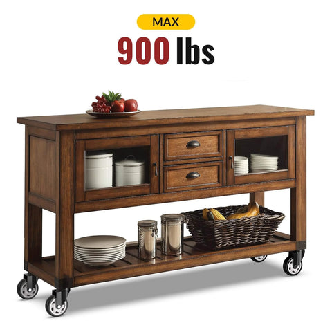 Wooden kitchen island with 4 Inch Caster Wheels No Brake Stem Casters Set of 4 Heavy Duty Swivel Castors supporting up to 900 lbs