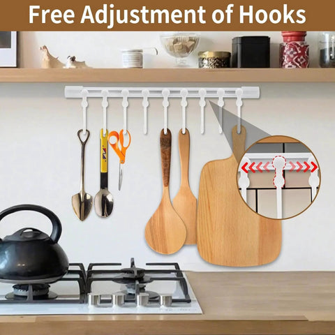 Kitchen Utensil Hanging Rrack - Hooks for Kitchen Utensils, No Drilling Wall Mounted Utensil Holder above stove with utensils
