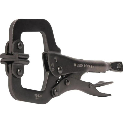 Workhorse Locking Pliers Set With Swivel Jaws 6 Inch And 11 Inch C Clamp Style Grips Heavy Duty Quick Thumb Knob Adjustment And Easy Lever Release For Home Shop Woodworking Two Piece Klein Tools - side view