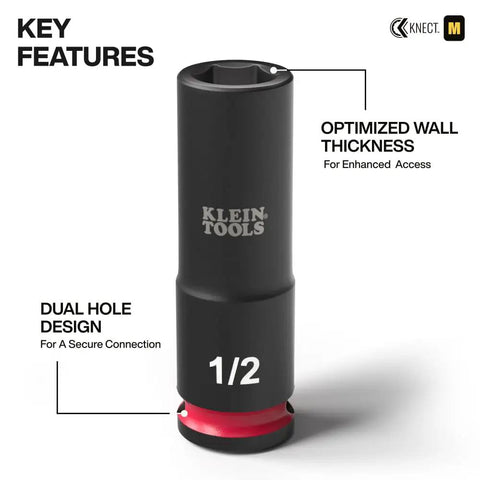 Deep-Well Three-Eighths Inch Drive Impact Socket Set With SAE And Metric Sizes, 23-Piece, Color-Coded Size Markings, close-up of socket