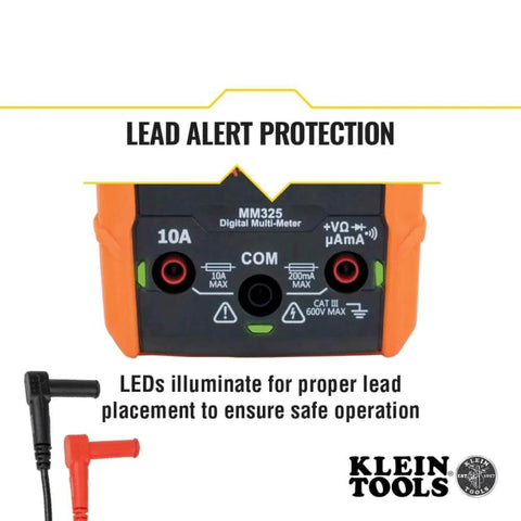 Multimeter, Digital Manual-Ranging 600V AC/DC Voltage Tester with lead alert protection and LED indicators by Klein Tools