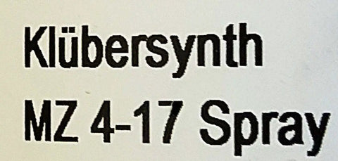 Premium Synthetic Spray Lubricant For Tools And Sporting Weapons From Kluber Lubrication KLUBERSYNTH MZ 4 17 400 Ml Spray Can label