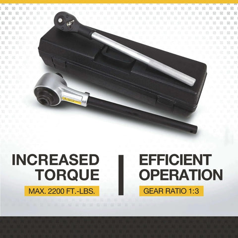 Klutch Torque Multiplier with case, satin finish, 2200 ft-lb max torque, showcasing increased torque and efficient operation.