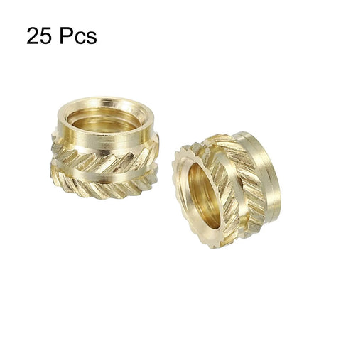 Knurled Insert Nuts, 25pcs M6 x 5mm L x 8mm OD 3D Printing Brass Nuts Female Threaded Inserts Brass Heat Set Insert
