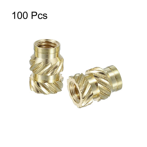 Knurled Insert Nuts, 100pcs M3 x 7mm L x 5mm OD 3D Printing Brass Nuts Female Threaded Inserts