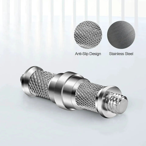Three Piece Knurled One Quarter To Three Eighths Inch Metal Male Converter Screw Adapter Spigot Set, stainless steel design