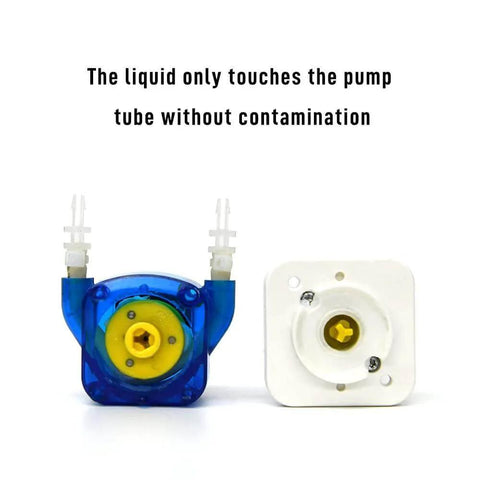 KPHM100-HB low flow small peristaltic pump 12V dc motor showing tube contact for contamination-free dosing