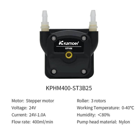 Front view of KPHM400-ST high Flow Stepper Motor peristaltic Pump 24V Variable Speed lab Liquid dosing Pump with nylon head