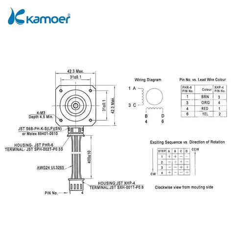 KPHM400-ST high Flow Stepper Motor peristaltic Pump 24V Variable Speed lab Liquid dosing Pump 0~400ml/min wiring diagram