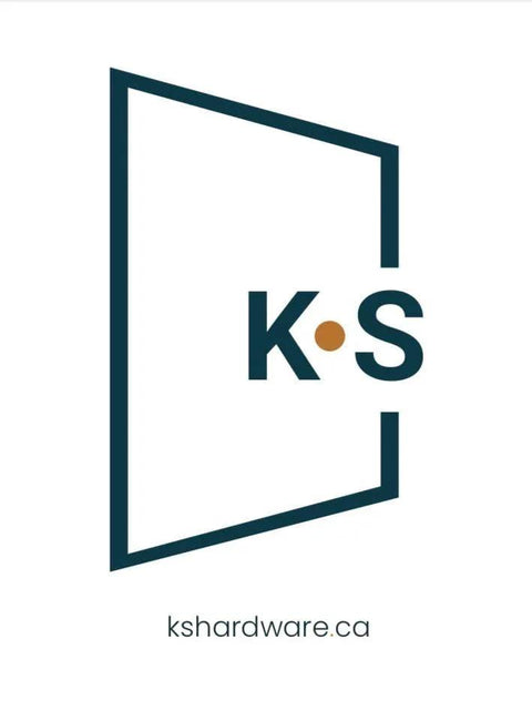 Logo of KS Hardware with open door outline and website URL kshardware.ca